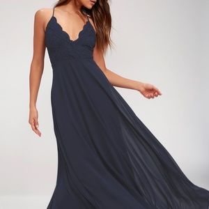 Navy Blue Lace Maxi Dress